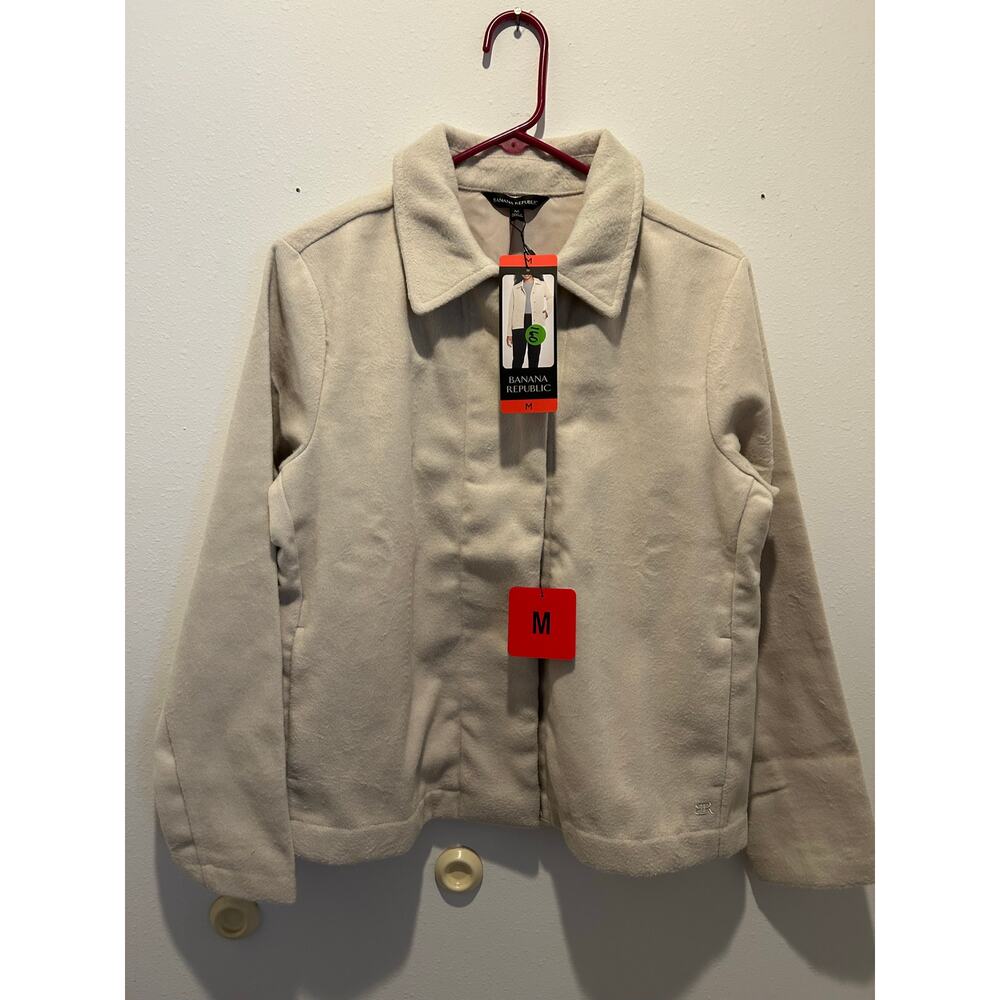 New Women’s Banana 🍌 Republic Fleece Jacket 🧥 Pockets Cream size Medium